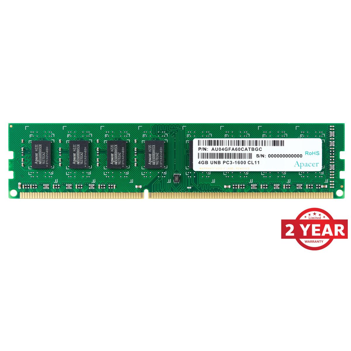 Apacer RAM U-DIMM PC DDR3L 1600Mhz 4GB Low RAM