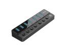 Vention USB B 3.0 to USB 3.0 x7 Hub with Individual Power Switches and DC 5.5mm Power Adapter CN/UK/US/EU-Plug Black