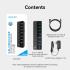 Vention USB B 3.0 to USB 3.0 x7 Hub with Individual Power Switches and DC 5.5mm Power Adapter CN/UK/US/EU-Plug Black