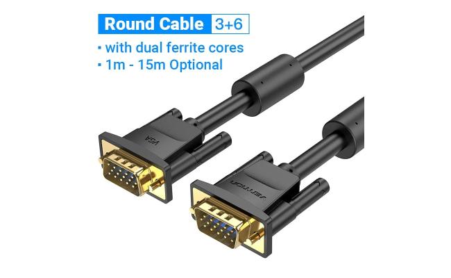 Vention VGA(3+6) Male to Male Cable 3M Black