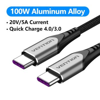 Vention USB 2.0 C Male to C Male  5A Cable 1M Gray Aluminum