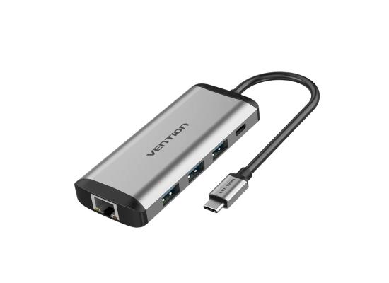Vention Multi-Function 9 in 1 - Type-C to HDMI/USB3.0*3/TF/SD/RJ45/3.5mm/PD Converter
