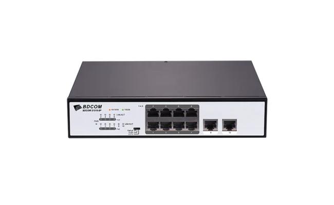 BDCOM 8-Port PoE Gigabit and 2 Port GE Desktop Switch S1510-8P