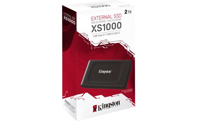 Kingston XS1000 2TB High Performance Pocket-Sized External SSD USB C w/ USB-C to USB-A Cable