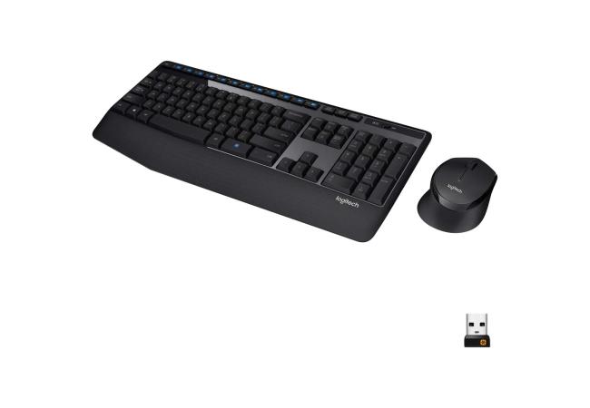 Logitech MK345 Wireless Combo Full-Sized Keyboard with Palm Rest and Comfortable Right-Handed Mouse 2.4 GHz Wireless USB Receiver Arabic / English - Black