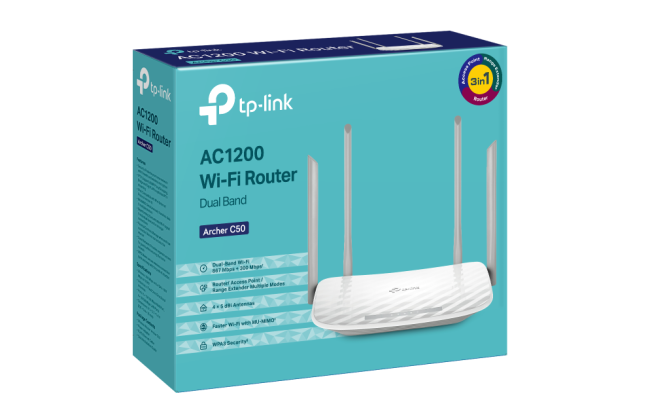 TP-Link Archer C50 AC1200 Wireless Dual Band (3in1) - Router & Range Extender & Access Point