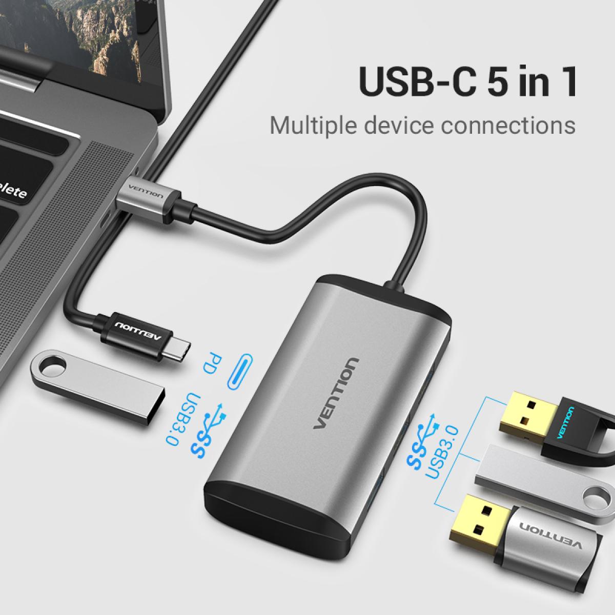 Vention Type-C to 4*USB3.0/PD Converter 0.15M | TGAHB | Smart Systems ...